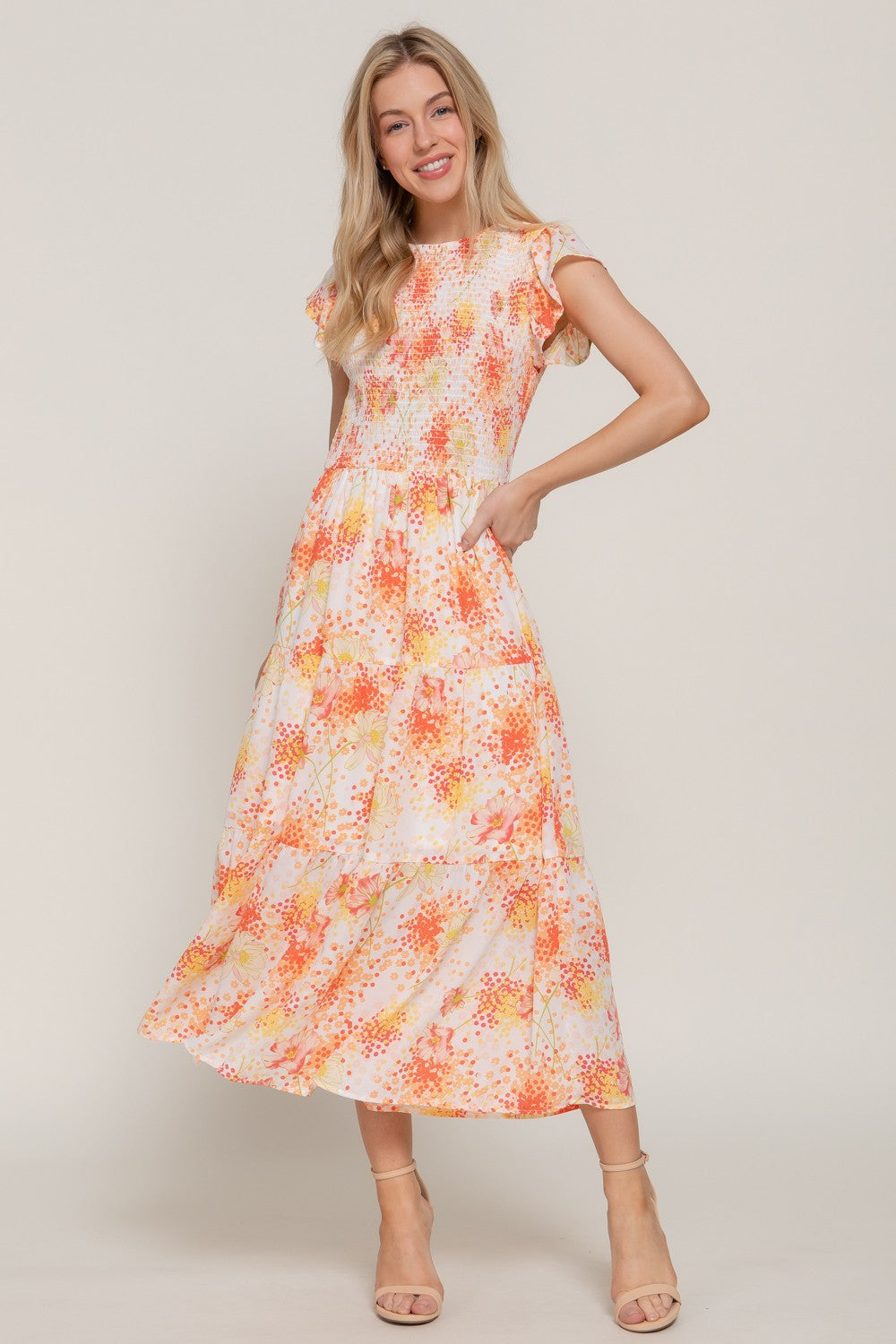Smocked Charm Floral Dress
